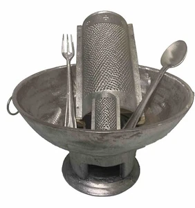 Large 13” Outdoor CoalPot Stove, Long Fork &Spoon, 2 Graters BBQ Picnic Camp - Picture 1 of 22