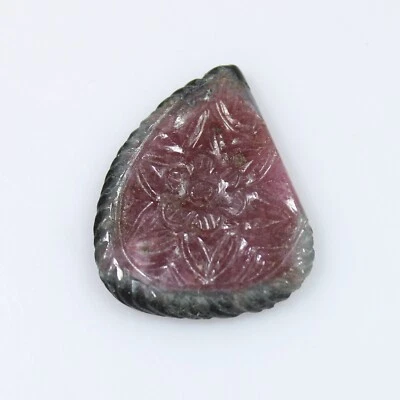 Watermelon Tourmaline Carving Natural 13.40 Carats 25x20x3 mm From Brazil - Image 1 of 4