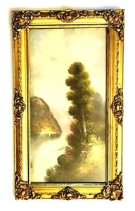 Vintage GOLD HOLZRAHMEN 28,5”x16,5” verziert Original Pastell Kunstwerk Wohndeko - Bild 1 von 7