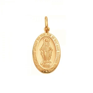 Colgante Medalla Ovalada Virgen María Oro Amarillo Sólido 14K - Dije Collar Guadalupe - Imagen 1 de 1