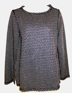 Neu mit Etikett Talbots marineblau/weiß Baumwolle-Polyester gepunktet L/S Top T-Shirt PS - Bild 1 von 10