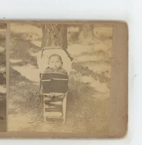 ¿Bebé atado a la cuna nativo americano? A.E. Alden Stereoview - Imagen 1 de 4
