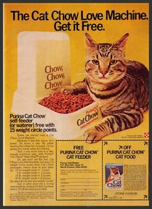 Purina Cat Chow 1970s Print Advertisement 1976 Food Self Feeder Tabby - Picture 1 of 1
