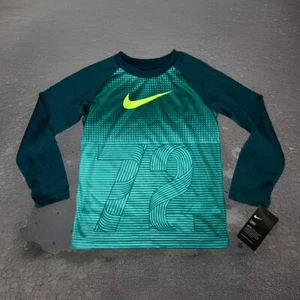 Nike Dri-Fit Boys Long Sleeve Shirt Dri Fit Athletic Tee Rio Teal #72 Sz 7 NWT - Picture 1 of 8