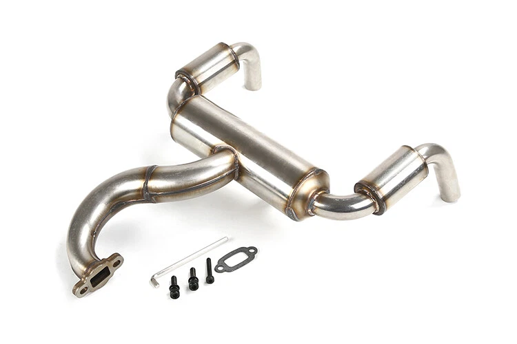 Stainless Steel Silent Double Exhaust Pipe for1/5 Rovan Rofun F5 RF5 Mcd Rr5 Xs5 - Image 1 of 4