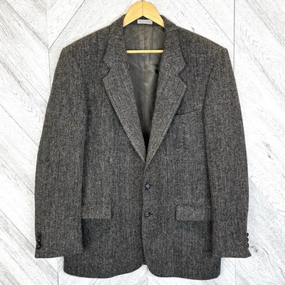 Jaqueta masculina vintage Harris blazer de tweed casaco esportivo tamanho 42T lã espinha de peixe - Imagem 1 de 4
