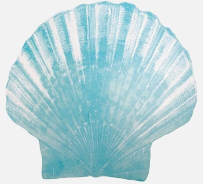 Scallop Shell Placemats Set of 4 Blue Vinyl Foam Back Summer Beach Nautical - Image 1 of 4