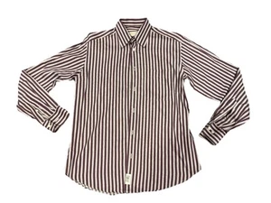 Brioni Men's Long Sleeve Purple/White Dress Shirt Striped Made In Italy Sz Small - Picture 1 of 9