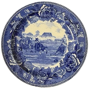 Antique 1899 Wedgwood Plate Battle Lexington Common Boston Blue Transferware 9" - Picture 1 of 5