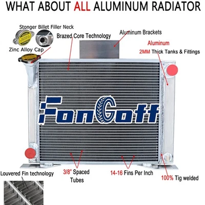 3-Row Radiator Fits 1983~1994 1986 Ford Ranger Compact Truck CONVERSION V8 - Imagem 1 de 4