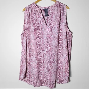 Blusa para mujer con estampado de serpiente animal sin mangas abotonada Top ligero fluido XXL - Imagen 1 de 4