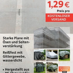 Gitterplane Gerüstplane Gewebeplane 3.20 – 2.70 m breit – Zuschnitt möglich - Bild 1 von 12