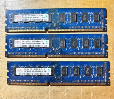 Hynix 6GB Total RAM (2GB x 3)  2Rx8 PC3-10600U-9-10-B0 Desktop RAM - Image 1 of 2
