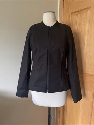 LAFAYETTE 148 New York Classic Black Stretchy Cotton Zip Career Blazer Jacket 6 - Image 1 of 4