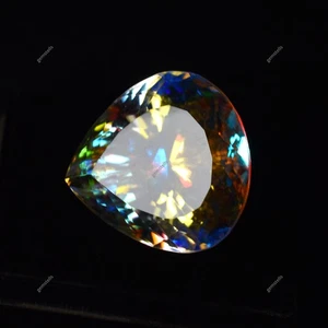 52.40 Ct Mystic Quartz Loose Gemstone Rainbow Color Natural Pear Cut CERTIFIED - Picture 1 of 5