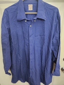 Brooks Brothers Madison Blue Check Button Down Square 18,5 -34 Old Money Preppy - Bild 1 von 8