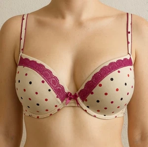 Marks & Spencer Limited Collection Bra | Size 32D | Cream Multicolour Polka Dot - Picture 1 of 6