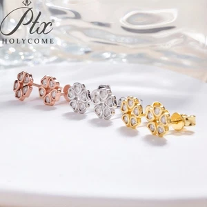 Hot Sale Moissanite Flower Pure Earrings 925 Silver Women's Luxury High Earring - Picture 1 of 23