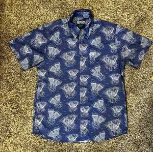 Dixxon Flannel The Blueprint Graphs Party Blue Hawaiian Short Sleeve Shirt M - Picture 1 of 4