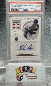 Nolan Ryan 2021 National Treasures Hall of Fame Holo Gold Auto/10 SSP PSA 8 - Imagen 1 de 2