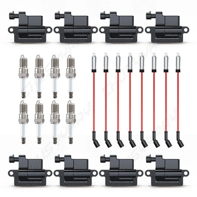 Paquete de 8 bobinas de encendido cuadradas y cables de bujía para Hummer H2 UF271 2003-2007 Foto 1 de 4