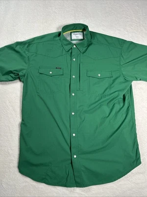 Poncho Shirt Mens Large L Green Regular Fit Pearl Snap Fishing Vented Shirt - Image 1 of 4
