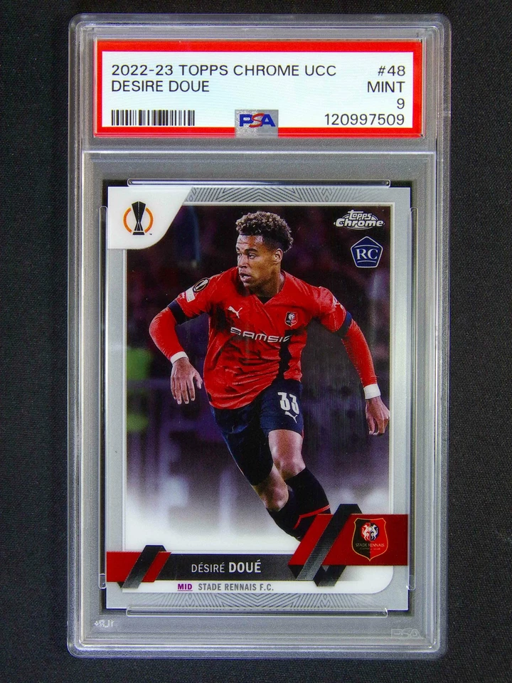 2022-23 Topps Merlin UEFA UERO Desire Doue #48 RC Rookie PSA 9 - Image 1 of 2