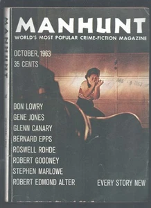 Manhunt 10/1963-Terror cover -Hardboiled crime pulp fiction by Stephen Marlowe-D - Picture 1 of 2