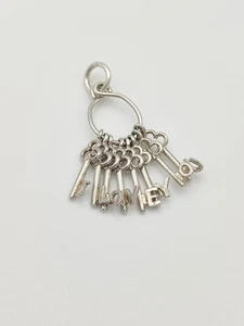 Vintage 925 Sterling Silber I Love You Schlüssel Charm Anhänger  - Bild 1 von 3