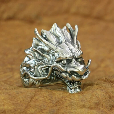 925 Sterling Silver Dragon Ring Mens Biker Rock Punk Ring TA197A US 7~15 - Image 1 of 4