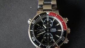 Oris 7599 Men Watch Titan Diver Chronograph 47mm Titanium Black Red Coke date @6 - Picture 1 of 21