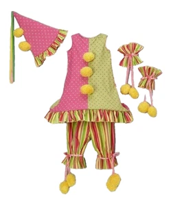4pc Carnival Clown Halloween Costume Bozo Ronald Mcdonald Circus Dress Hat XS 4 - Picture 1 of 3