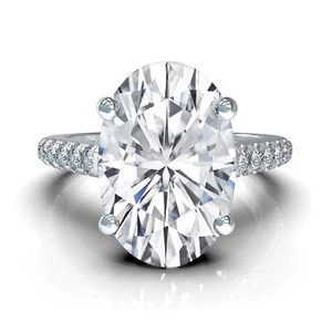 Platinum Plated 925 Sterling Silver Solitaire Ring With 3 CTW Oval CZ - Size 10 - Picture 1 of 6