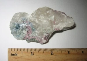 RACIMO CRISTAL TURMALINA VERDE AZUL 3.5" SOBRE CUARZO CON LEPIDOLITA BRASIL 66g A1 - Imagen 1 de 12