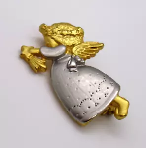 Broche Ángel Estrella Fugaz Dorado Tono Plata Solapa Religiosa Prendedor De Colección - Imagen 1 de 6