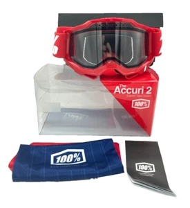 100% The Accuri 2 Enduro Mountain Bike & Motocross Goggle Neon Red Clear Lens - Picture 1 of 10