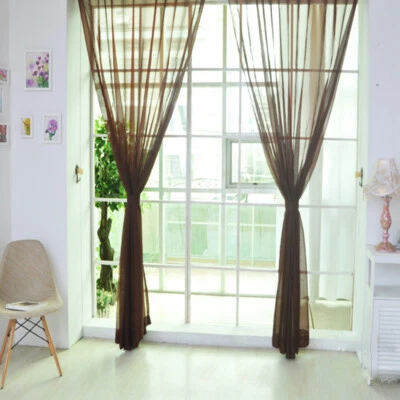 New Plain Tulle Voile Door Window Curtain Drape Panel Sheer Soft Scarf Valances∂ - Image 1 of 4