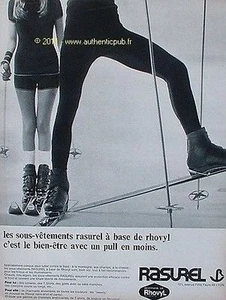 PUBLICITE SOUS VETEMENT RASUREL RHOVYL SPORT D'HIVER SKI DE 1967 FRENCH AD PUB - Picture 1 of 1