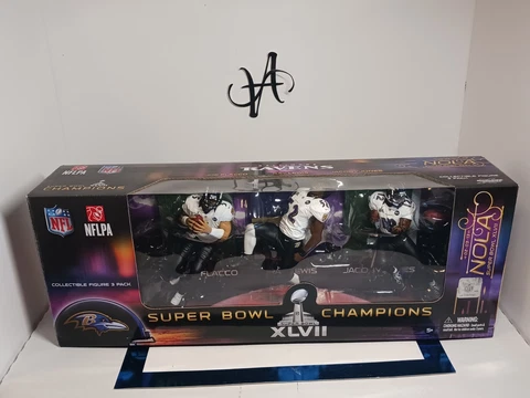 Mcfarlene NFL Superbowl 27 Champions BALTIMORE RAVENS FLACCO LEWIS JONES 3Pk Cover