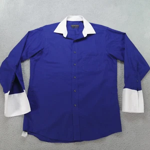 Donald J Trump Shirt Men 15.5 32/33 Blue Signature Collection Button French Cuff - Picture 1 of 18