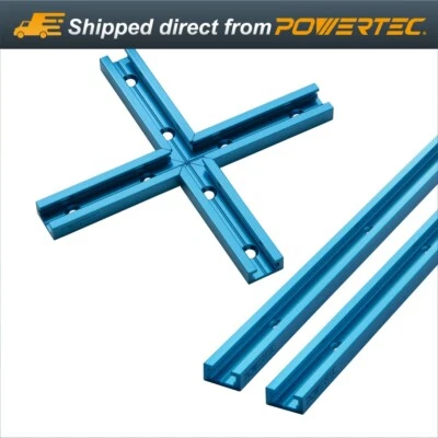 POWERTEC 71713 48 pulgadas perfil de doble corte pista en T universal con kits de intersección Foto 1 de 4
