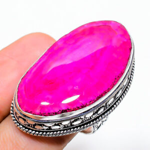Vintage- Pink Solar Quartz Gemstone Handmade Gift Jewelry Ring Size 8 B117