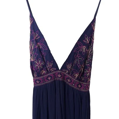 Xhilaration Sun Dress Sz XXL Crepe Navy Blue Criss Cross Straps - Image 1 of 4