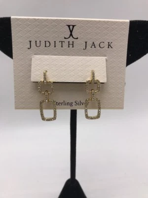 $115 Judith Jack Tono Oro Swarovski Marcasita Doble Gota Pendientes J2 Foto 1 de 4