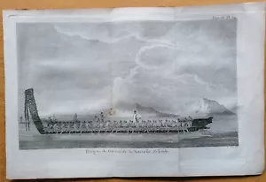 Cook Voyages Original Kupferstich Neuseeland Pirogue de Guerre - 1774 - Bild 1 von 1