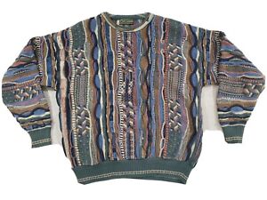 Vintage 90s Croft & Barrow Men's Large Sweater 3D Knit Cosby Coogi Biggie Style