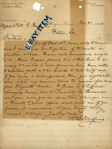 1884 BRYAN TEXAS Membrete Firmado W. G. TALIAFERRO Abogado en Derecho SPENCER FORD - Imagen 1 de 1