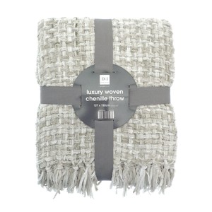 Country Club Chenille Überwurf, Stein 127x152cm Modern Home Weich Dekor Stilvoll