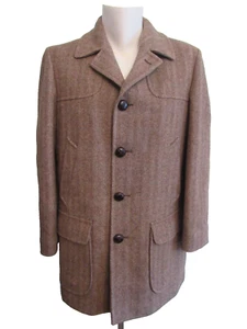 Pendleton wool men's lined overcoat herringbone tweed 40 USA - Picture 1 of 15