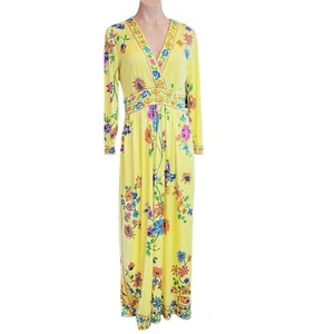 Vintage Maurice by C. Rizza SIGNIERT SELTEN Mod Hippie Blumen Boho Maxikleid SMALL - Bild 1 von 20